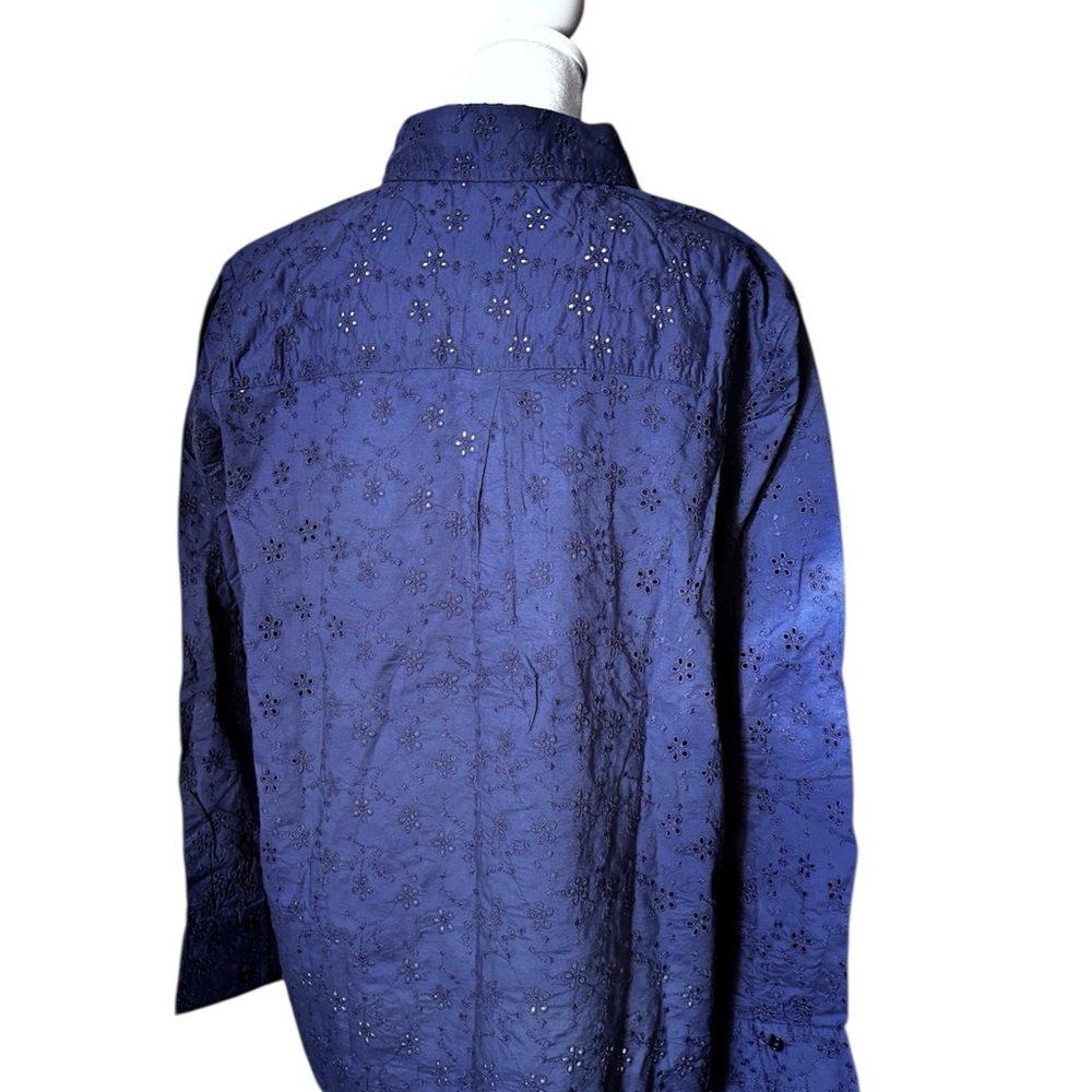 Candace Cameron Bure Dark Gray Embroidered Shirt 100% Cotton - Picture 3 of 4
